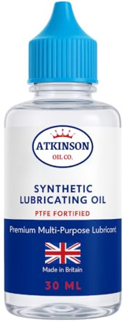 Atkinson Oil Co. Premium Synthetic Multi-Purpose Lubricating Oil with PTFE Nano Particles - 30ml - Made in UK - Ultra-Low Friction, Long-Lasting Protection, Versatile Use, Rust Protection