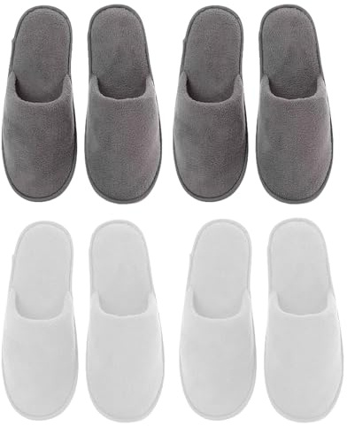 louuuou 4 Pairs Hotel Slippers Multipack, Spa Slippers For Women Soft Coral Fleece Hotel Slipper For Home Bedroom Bathroom Indoor, Hotel Or Commercial Use Lightweight Packable