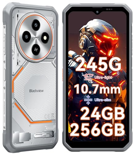 Blackview Fort 2 Outdoor Handy Ohne Vertrag Android 15, 245g/10.7mm Ultra-Thin Outdoor Smartphone, MTK G81, 450nits, 24GB+256GB/2TB Baustellenhandy, 6.56 90Hz, IP69K/OTG/NFC/WiFi 5/Gemini AI
