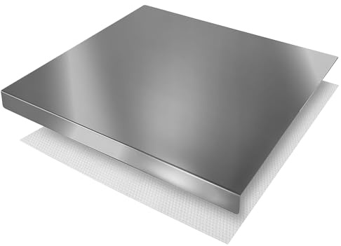 Tabla de cortar de acero inoxidable, 30 x 30 cm, encimera de cocina, tabla de amasar de acero inoxidable, tabla de cortar antideslizante con borde para pan, amasar masa, carne, pizza
