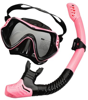 INOOMP Masque Plongée avec Tuba et Lunettes Natation Anti-buée Silicone pour Snorkeling Femme Garçon Fille Rose