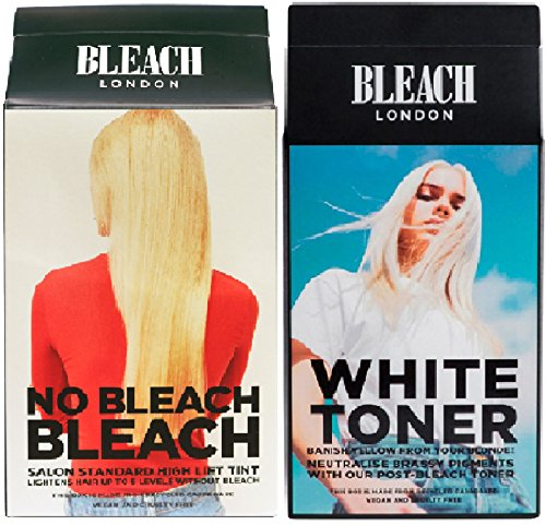 Lot de 2 kits de blanchiment Bleach London sans javel, éclaircit les cheveux jusqu'à 5 niveaux, pas de blanchiment ni de javel, kit de toner blanc London