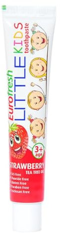 Farmasi Eurofresh Little Kids Dentifricio per Bambini alla Fragola, Senza Sls, Senza Fluoro, Senza Glutine, Senza Triclosan +3 anni, 50g / 1.76 oz