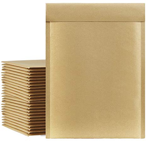 UCGOU Natural Kraft Bubble Mailers 10.5x16 Inch 25 Pack Usable Size 10.5x15 Brown Padded Envelopes #5 Large Packages Self Sealing Tear Resistant Boutique Bulk Shipping Bag for Clothes Book and More