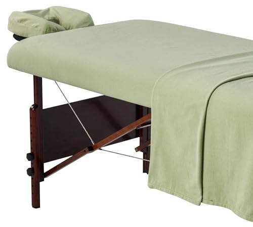 Master Massage Parure de lit 3 pièces en flanelle de coton pour table de massage - Housse de rechange pour salon de beauté et spa - Comprend une nappe, des coussins pour le visage et un drap de table
