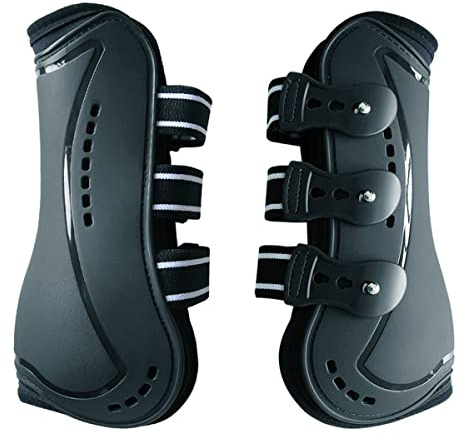 Wandrola Sport skenor för hästar, främre hoppande hästbenskydd, för skolning, tävling, klassiska hästtillbehör (svart, L)