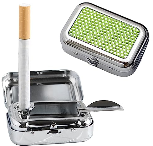 VOVCIG 2 Stück Taschenaschenbecher Geruchsdicht Aschenbecher Mit Deckel Reiseaschenbecher Mini Tragbarer Ashtray Mit Zigarettenablage Quadratischer Metall Aschenbecher(2 x Grün)