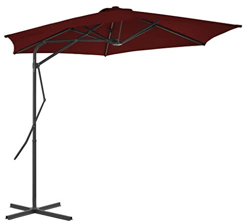 Higsose Sonnenschirm 300x230 cm Sonnen Schirm Groß Patio Terrace Umbrella Sun Umbrella Sonnenschirm Balkon Windfest Stabil Sungarden SonnenschirmhüLle Strandschirm Marktschirm Rot