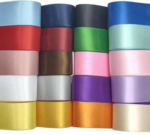 Chenkou Craft 20 Yards Double Face Polyester Satin Ribbon Ribbons Craft Pack Hair Bow Jewelry Making (Multi-Colored, 3/4(20mm))