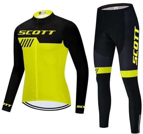 Men's Cycling Jersey Set Long Sleeve Road Bike Shirts Bicycle Clothing Cycling Pants with 20D Gel Padded