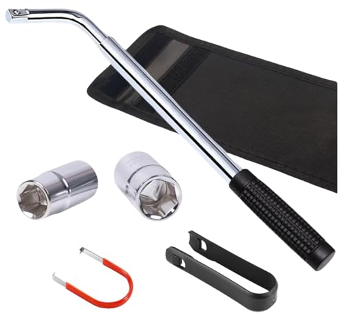 LZLINYJLONG Telescoping Lug Wrench 20 Heavy Duty - 4 Way Cross Tire Iron with Storage Bag & Socket Set for Emergency Roadside