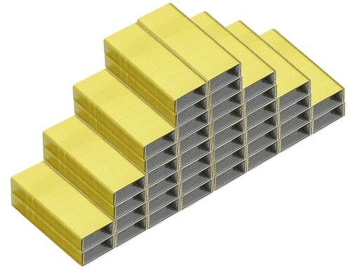 PATIKIL #10 Agrafes Standard, 10 Paquets 10000pcs Longueur de Jambe 3/16 Agrafes à Pointe Plate Chisel Point sans Blocage pour Agrafeuse de Bureau Fournitures de Bureau à Domicile, Jaune