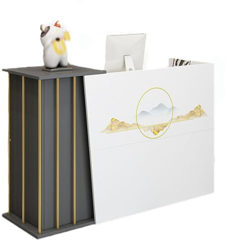 Taifuan Receptionsdisk premium receptionsbord liten, butiksdisk med stort förvaringsutrymme, försäljningsdisk med hyllor och lådor, reception, butiksdisk, receptionsdisk (tryckt färg, 120 x 40 x 90