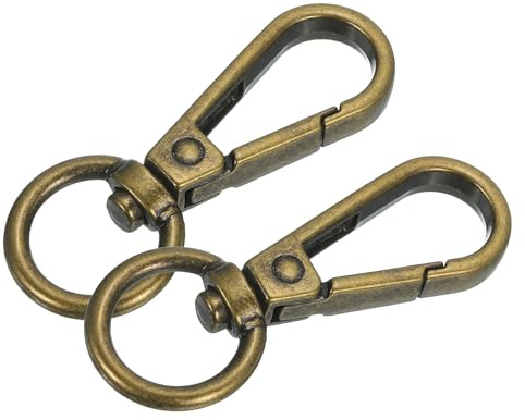 QUARKZMAN 10 stycken karbinhakar med vridlänk, zinklegering klassisk tryckdörr Snap-krok vässkapsclips vässkapstillbehör för Lanyard DIY nyckelring hantverk (13mm, brons)