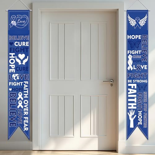 WANDIC Lot de 2 bannières de porche en ruban bleu 180 * 30cm pour décoration d'événements caritatifs