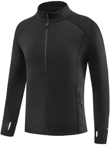 Smatstyle Veste de Course Homme Sport Veste de Coupe Vent Col droit Léger Respirant Avec Trou Pour Le Pouce Haut Zippé Poches Quick Dry Pour Course à Pied Fitness Gym
