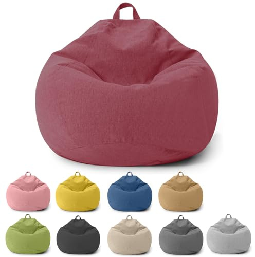 Chingcoo Pouf per bambini e adulti, solo rivestimento (senza imbottitura), sedia a sacco per camera da letto, ufficio, soggiorno, terrazza (rosso)