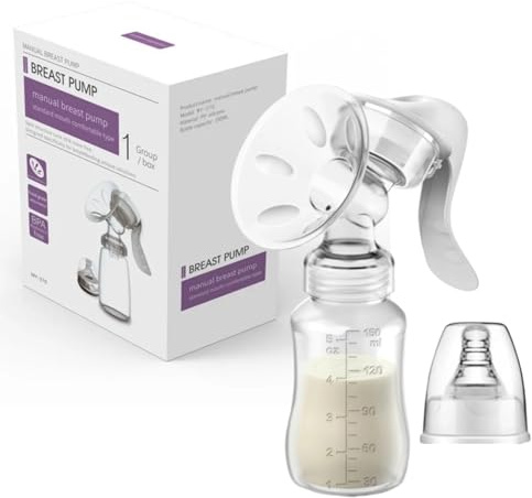 S&L: Manual Breast Pump, Silicone Hand Pump with Storage Bottle, Portable Breastfeeding Milk Catcher [Pump and Bottle Catcher with Feeding Accessory Kit]