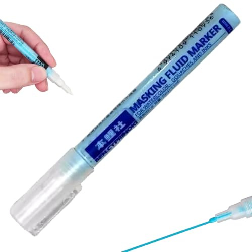Peosaard Bolígrafo líquido para enmascarar acuarela, bolígrafo líquido para enmascarar, práctico para pintura de acuarela, pegamentos azules que cubren suministros de arte para estudiantes