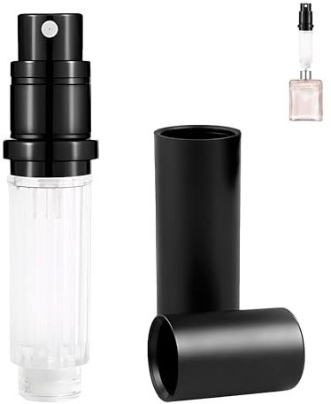 SquishyWorld Vaporizzatore Profumo Ricaricabile 5 ML Atomizzatore Profumo Nero, Flacone Ricaricabile Portatile Mini Anti-Perdite con Cappuccio di Protezione per Viaggiare e Vacanze Donna Uomo Regalo