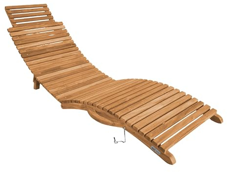 AXI Manny Lettino Pieghevole in Legno di Teak | Sdraio con Poggiatesta | Sedia Prendisole per Esterni/Giardino | 160 x 50 x 65 cm