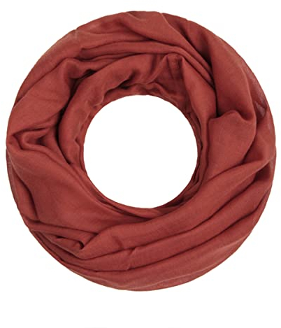 Majea Loop Cary Basic Schal Tuch Damen-schal Schlauchschal Rundschal Halstücher uni unifarben Loopschal einfarbig (880005) (rostbraun)