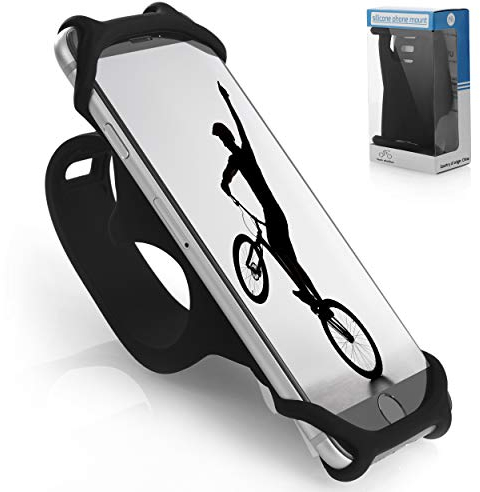 Premium Fahrrad Handyhalterung für Smartphones [ Größe L ] - für alle Fahrradlenker - Langlebiges Rutschfestes Silikon - Universal Befestigung für 99% Aller Smartphones - Sicher & Flexibel - Silico