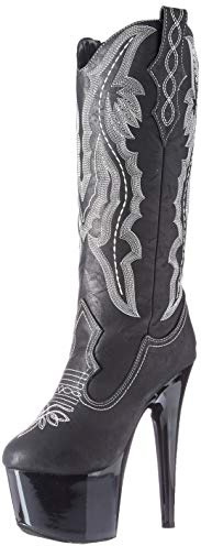 Ellie Shoes Women 709-Dallas Knee High Cowboy Stiletto Platform Boot, Black, 9 M US