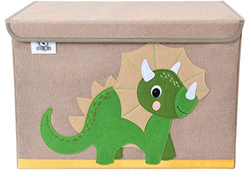 CLCROBD Foldable Kids Large Toy Chest with Flip-Top Lid, Collapsible Fabric Animal Toy Storage Organizer/Bin/Box/Basket/Trunk for Toddler, Children and Baby Nursery (Triceratops)