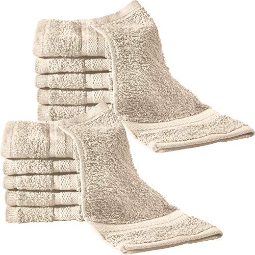 REDBEST Seiftuch 12er-Pack Chicago beige Größe 30x30 cm - saugstark, strapazierfähig, ideal für Reisen, Sport (weitere Farben)