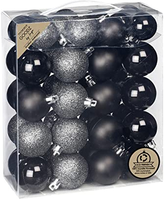 Inge-glas Weihnachtskugeln Kunststoff 4cm - 5cm 44er Set Christbaumkugeln Schwarz