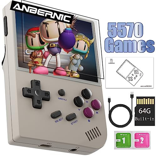 RG35XX Retro Handheld Game Console Supports Linux and Garlic Dual Stylem,3.5-inch with a 64G Card Pre-Loaded 6900 Games Supports HDMI and TV Output