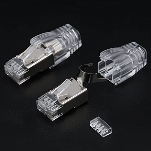 Greluma 12 St CAT7-ände, Metallskyddade RJ45-Kontakter Modulär Plugg - FTP 8P8C nätverks RJ45-kabel Crimp Ethernet-kontakt (trådhål 1,5 mm) med Dragavlastning Stövlar