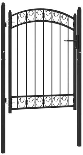 vidaXL Cancello per Recinzione ad Arco in Acciaio 100x125 cm Nero