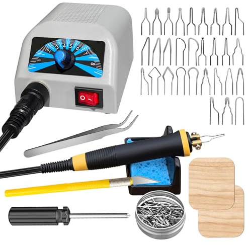 Firelood Holzbrenner, Holzbrenner, Brandmalstift 200 ~ 750 ℃ mit einstellbarem digitalem Temperaturmessgerät, Doppelstift, mit 30 Spitzen