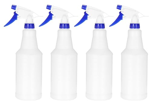 PATIKIL 750ml/24oz Plastic Spray Bottles, 4pcs Adjustable Nozzle Leak Proof Empty Water Mist Stream Sprayer for Cleaning Solutions Plants Hair, Blue