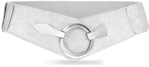 VONMELLI Breiter Elastischer Taillengürtel Damen - Vintage Stretchgürtel Hüftgürtel mit Silberschnalle für Kleid Silber XL