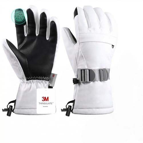 Pnosnesy Ski Gloves, Waterproof Snow Gloves Thermal Breathable Winter Gloves, Windproof Touchscreen Cold Weather Gloves for Men Women Kids