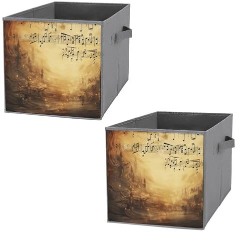 NONHAI 2PCS Storage Bins for Office Basics Foldable Storage Cubes Organizer with Handles Sheet Music Large Capacity Storage Boxes Closet Organizer for Clothing Sheet