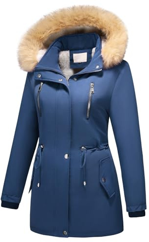 MODFUL Women's Fleece Down Parka Jacket Detachable Hood Warm Sherpa Winter Coat Outerwear