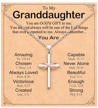 UPROMI Cross Necklace for Girls Granddaughter from Grandma Baptism First Communion Confirmation Gifts for Tween Teen Girl Trendy Stuff Teenager Ideas Jewelry 10 12 Year Old Birthday 5th 8th Grade Graduation Gifts