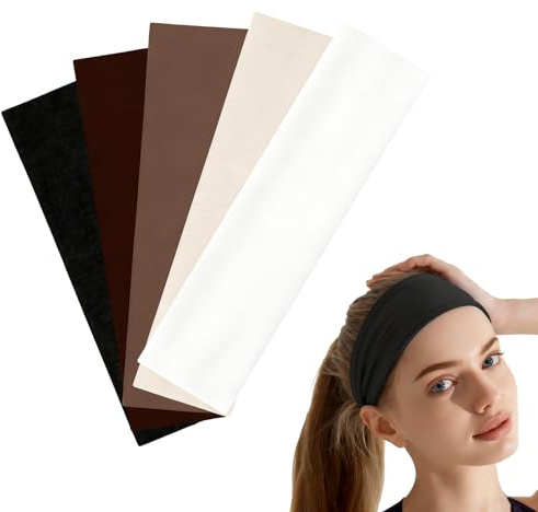 Jetstream 5 Pièces Bandeau Cheveux Femme, Bandeaux Mode pour Femmes, Anti Dérapant et Absorbant avec Élasticité, Idéal pour le Yoga, la Course à Pied, l'Entraînement, Disponible en Plusieurs Couleurs