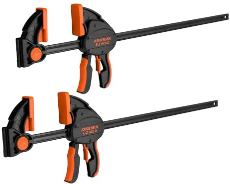 Jorgensen E-Z Hold 800LBS Heavy Duty Clamps, 24 Inch 2-Pack Expandable Clamp/Spreader, One Hand Quick Grip Bar Clamps, Trigger Clamp, Bar Clamps for Woodworking