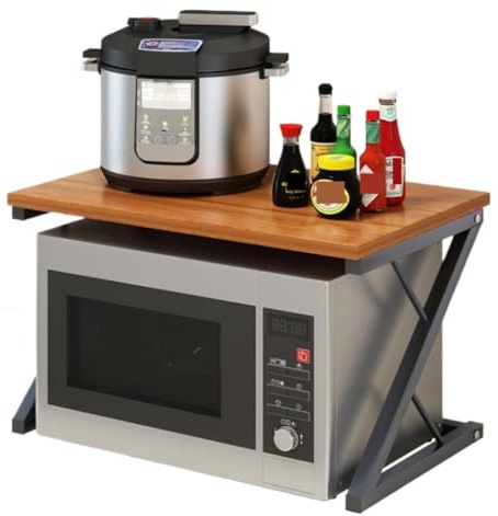 Moderno supporto nero da cucina a forma di Z per forno a microonde per la casa armadio multifunzionale elegante scaffale da cucina