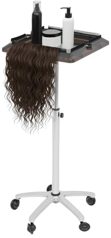Support pour extensions de cheveux, chariot pour salon de coiffure, support à cheveux tressés, dents double face, support de perruque de salon de coiffure avec molette de défilement, plateau à outils