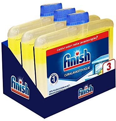 Finish Curalavastoviglie, Additivo Lavastoviglie, 3 Prodotti da 250 ml, Cura Lavastoglie al Limone