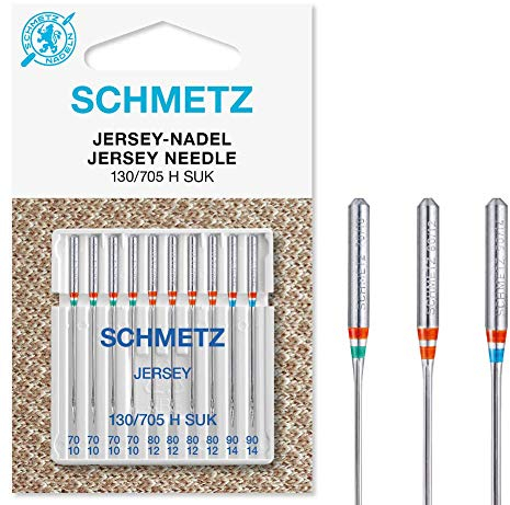 SCHMETZ | 10 Aiguilles pour machines à coudre | Jersey | 130/705 H SUK | Grosseur 70/10-90/14