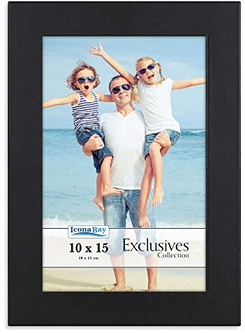 Icona Bay - Marco de fotos negro de 10 x 15 cm, marco de fotos compuesto de madera resistente de 10 x 15, diseño elegante, montaje en mesa o pared, colección exclusiva