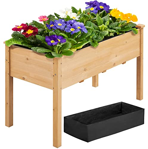 Yaheetech Carré à Plantes en Bois Carré Potager sur Pieds pour Intérieur Extérieur 121 x 60 x 76,5 cm