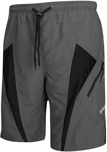 Santic Pantaloncini da Ciclismo da Uomo,MTB Ciclismo Corti 4D Imbottitura Corsa All'aperto Traspiranti, Mountain Bike,Arrampicata,Abbigliamento Bici Sciolti e Casual,Grigio XXXL